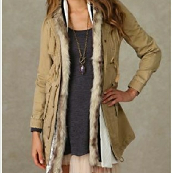Free People Jackets & Blazers - Free People Faux Fur Lined Military Jacket